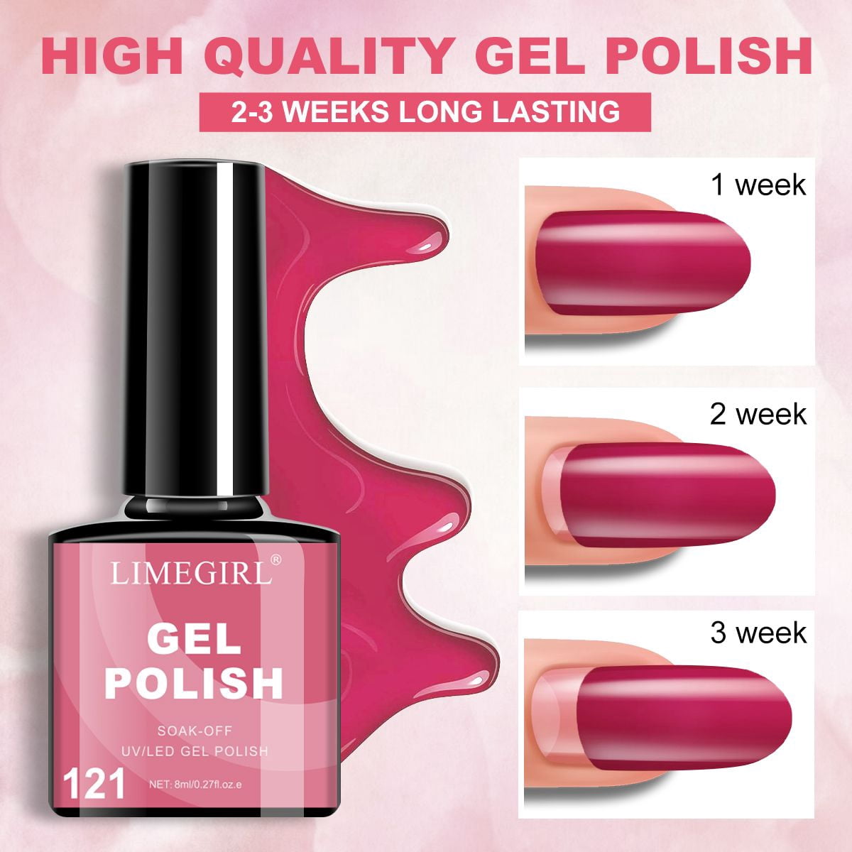 AsterOutdoor UV gel polish set with red, blue and green shades