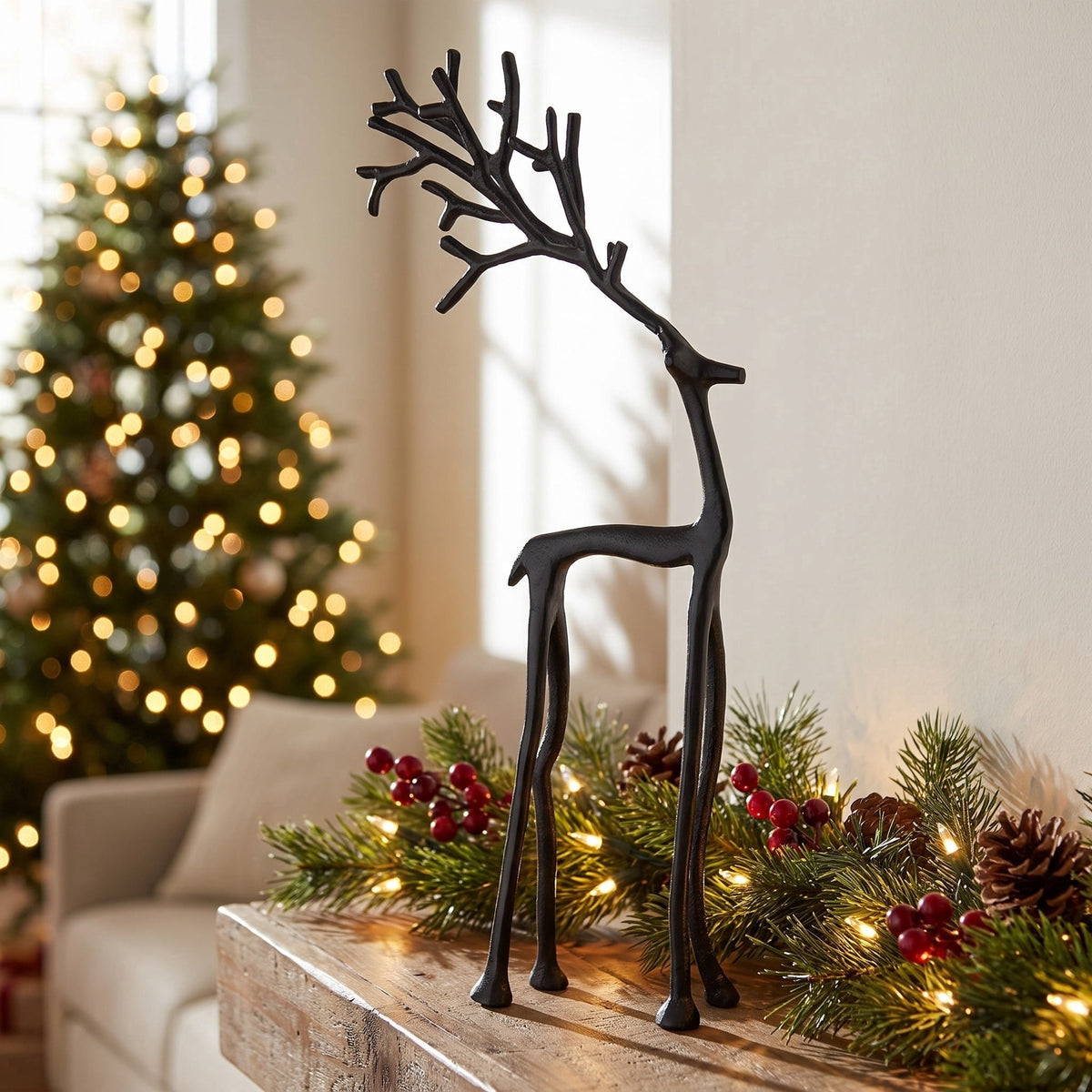 Holiday Time 15.8-inch standing deer with branching antlers
