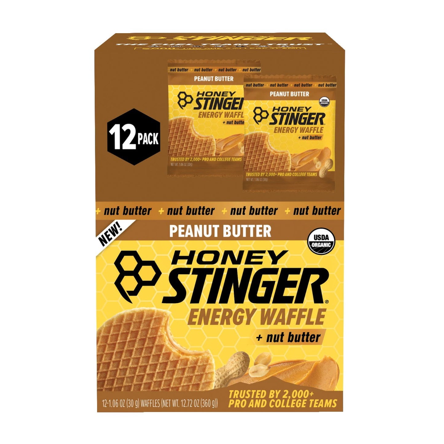 Honey Stinger organic peanut butter energy waffle 12-pack