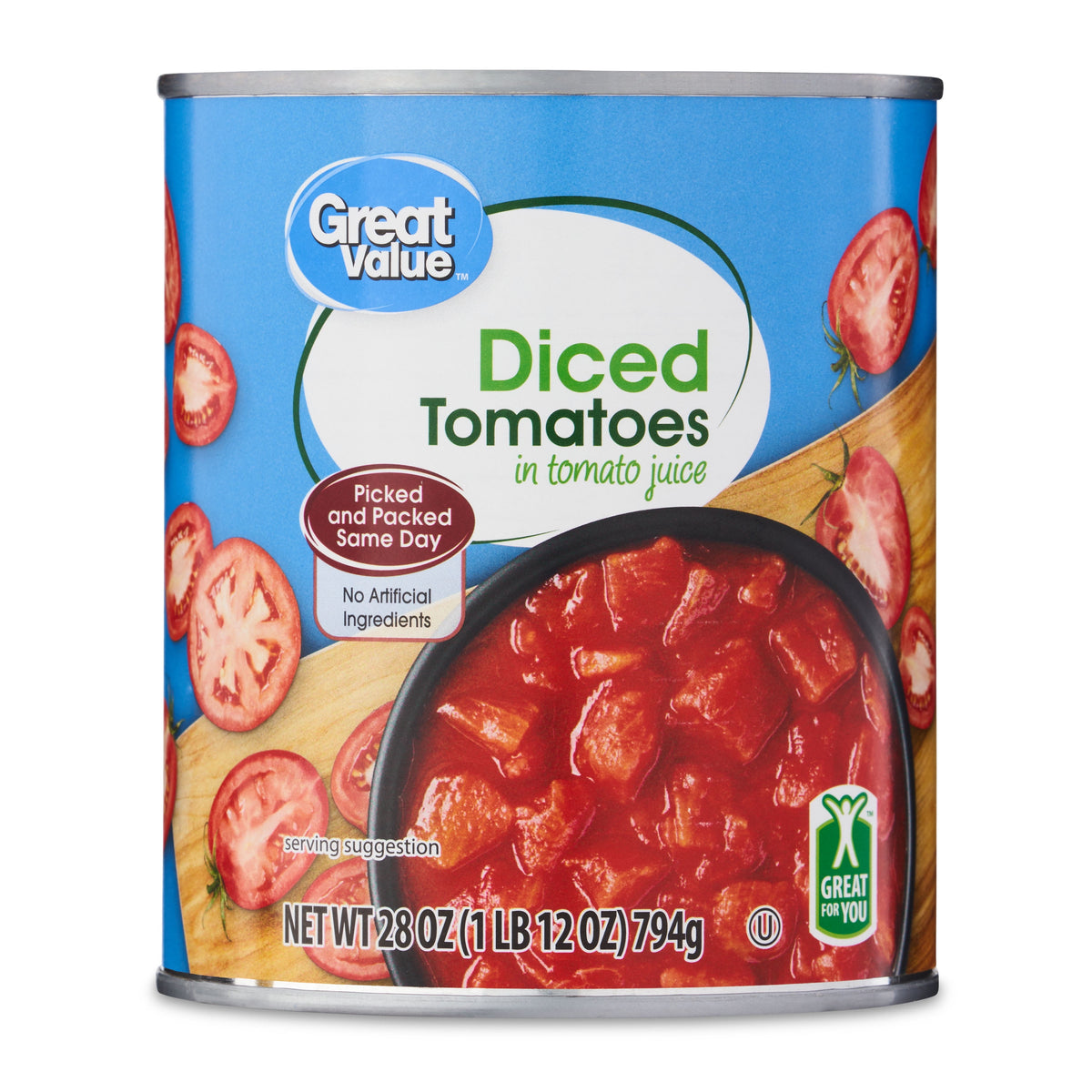 Great Value 28 oz diced tomatoes in tomato juice