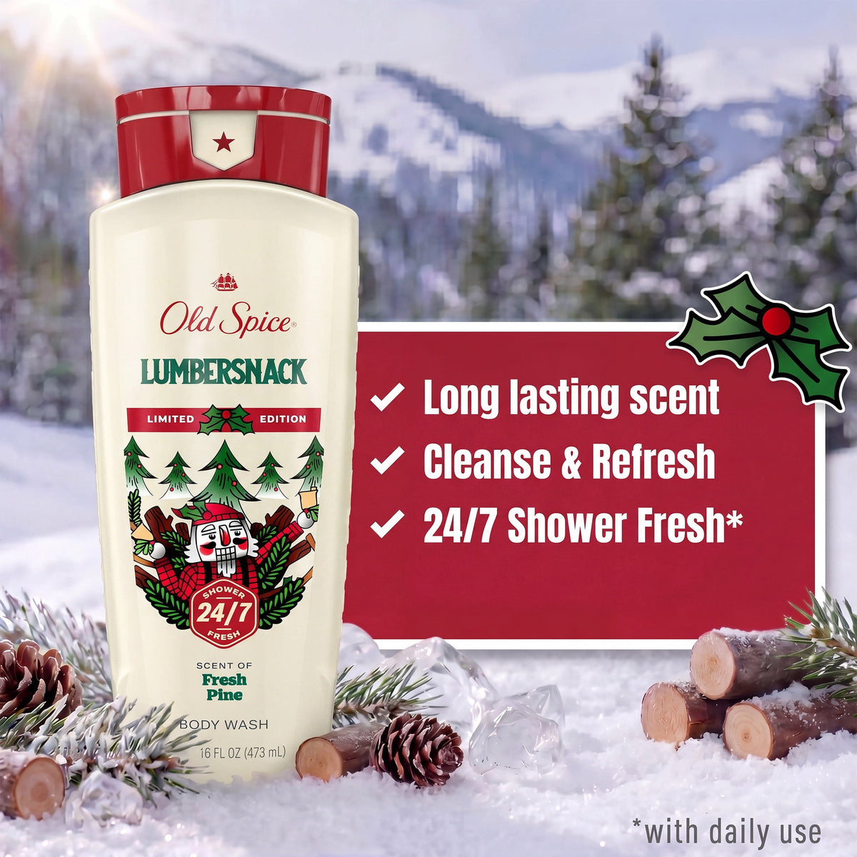 Old Spice men's body wash in Lumbersnack Fresh Pine
