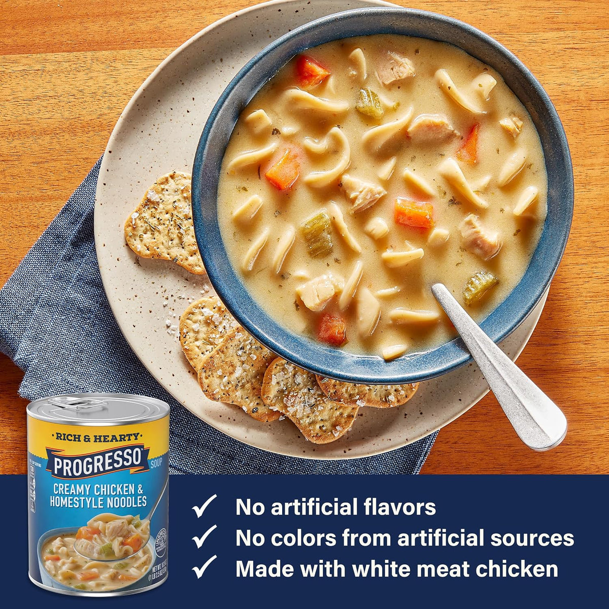 Shelf-stable Progresso creamy chicken soup can