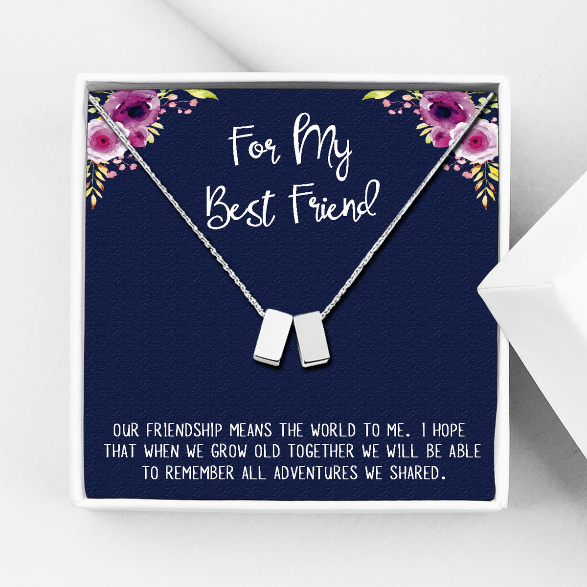 Anavia best friend necklace with two silver cube charms