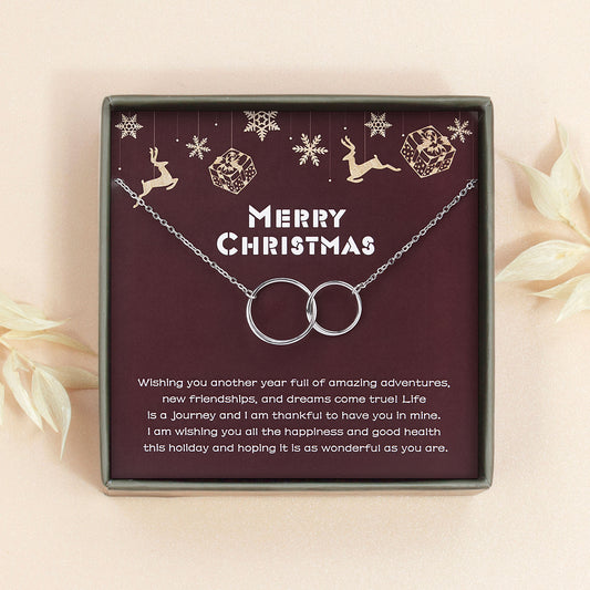 Anavia silver-toned double circle Christmas necklace