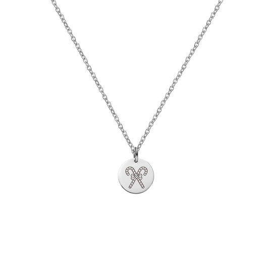 Anavia candy cane round disc pendant necklace