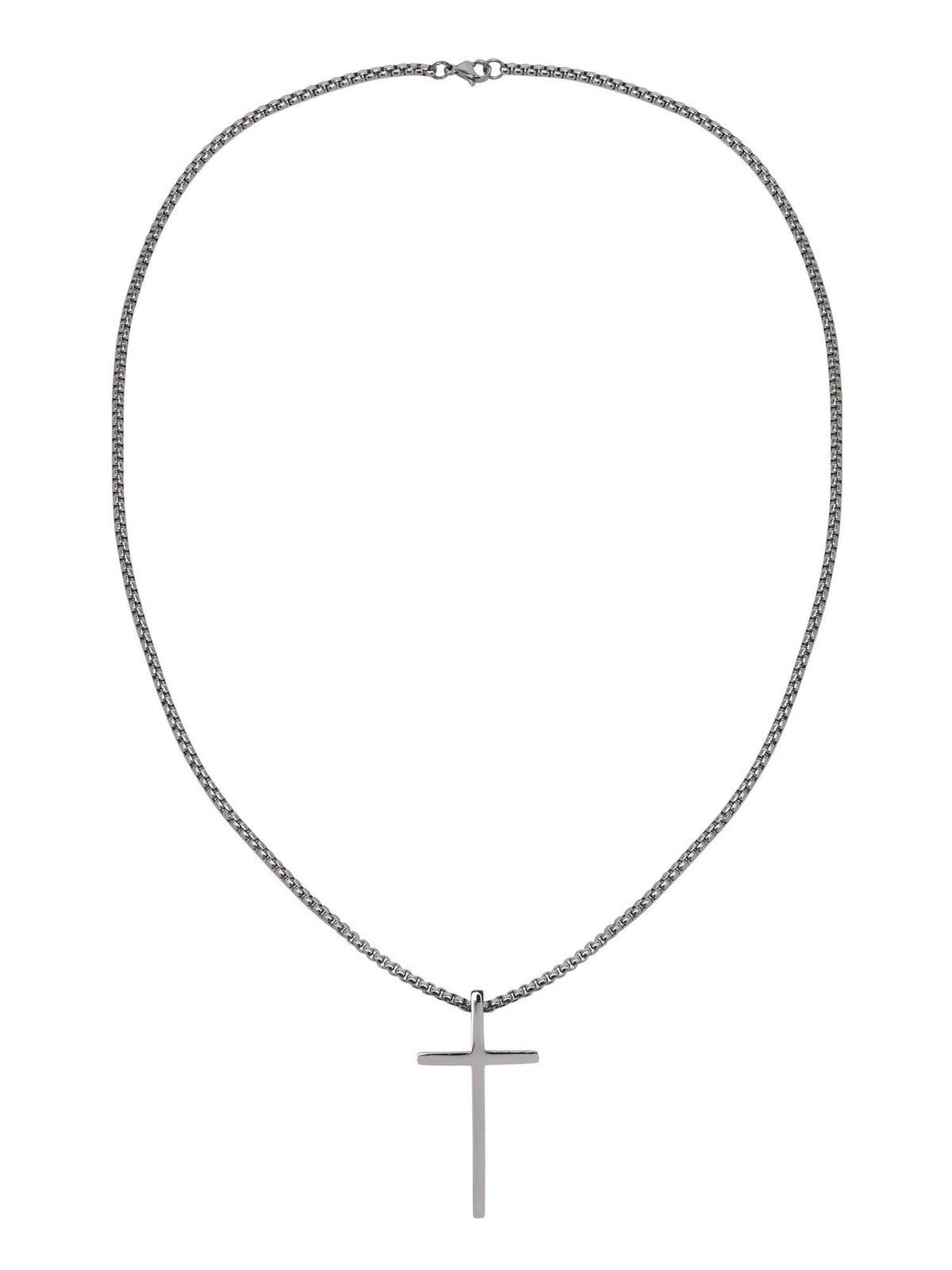 Believe by Brilliance men's silver stainless steel cross necklace