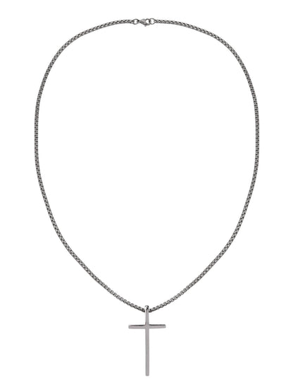 Believe by Brilliance men's silver stainless steel cross necklace