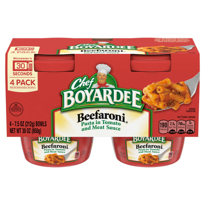 Chef Boyardee Beefaroni microwavable meal four-count pack