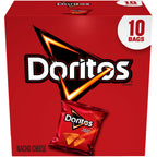 Doritos Nacho Cheese flavored tortilla chips 10-count pack