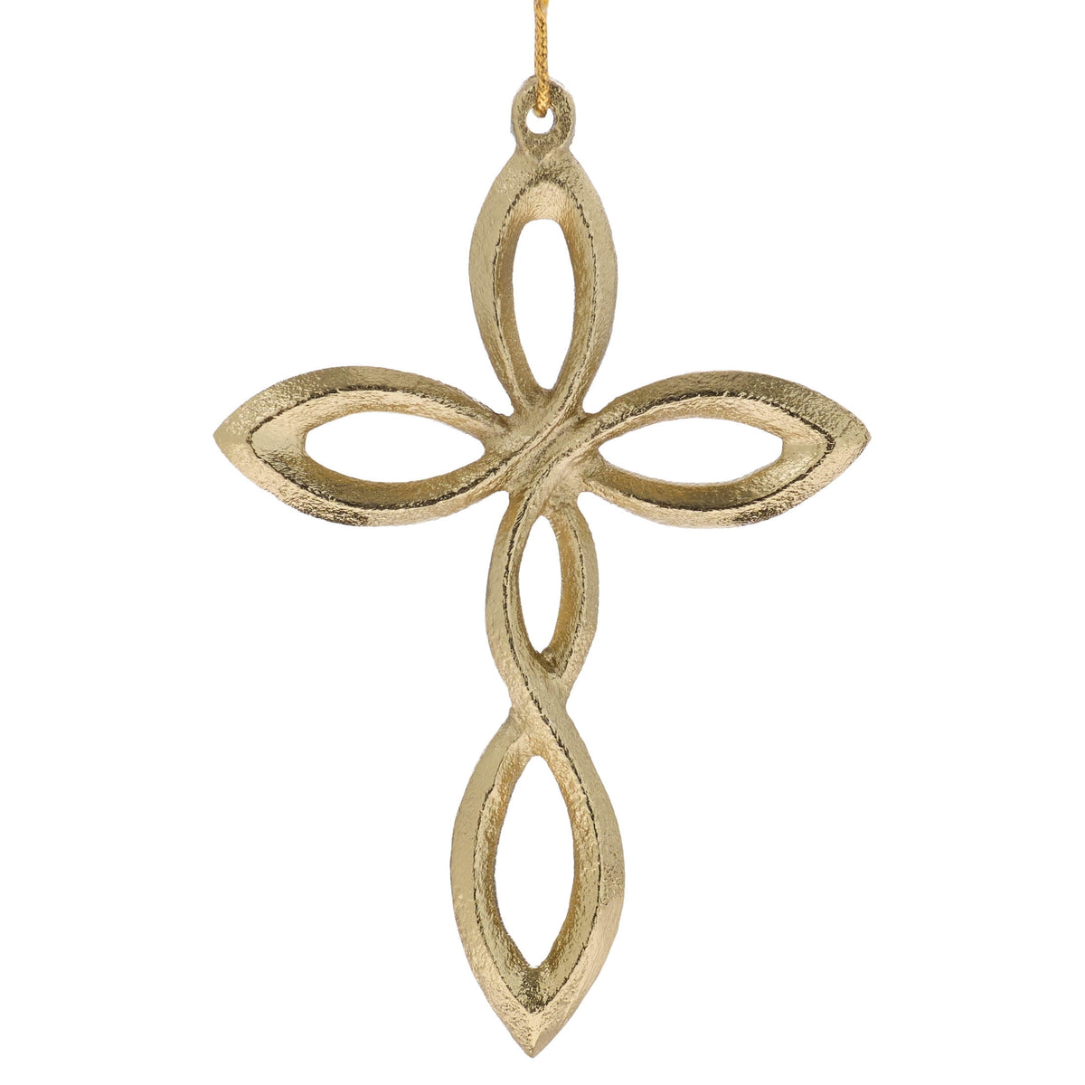 Holiday Time gold metal cross Christmas ornament