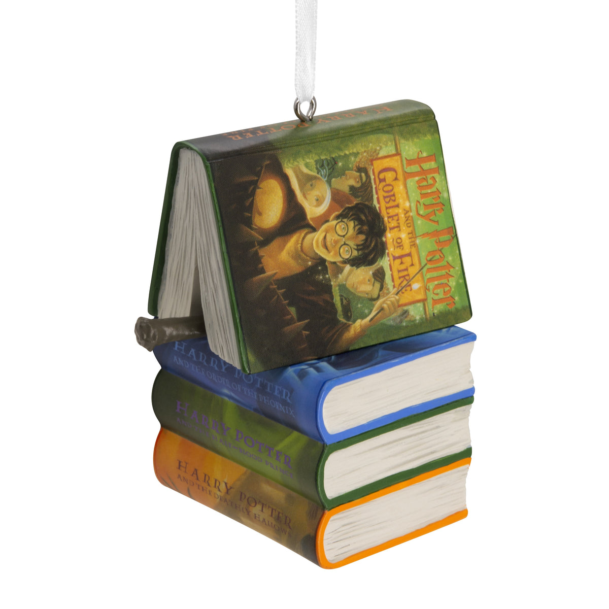 Hallmark Harry Potter books and wand Christmas ornament