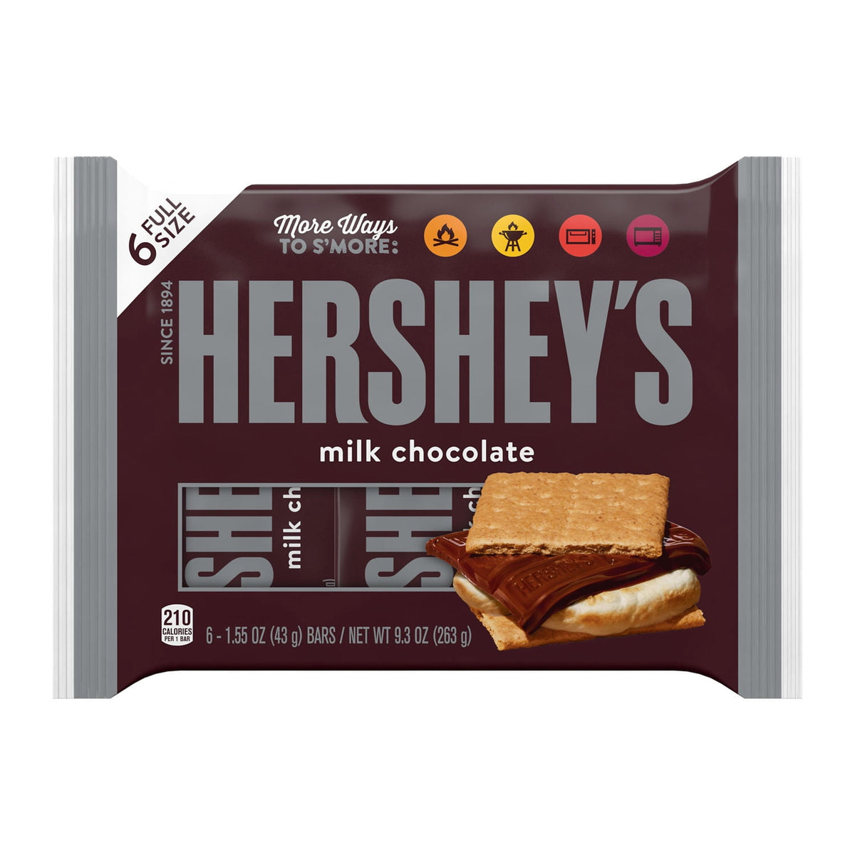 Hershey's milk chocolate candy bars, six-count pack