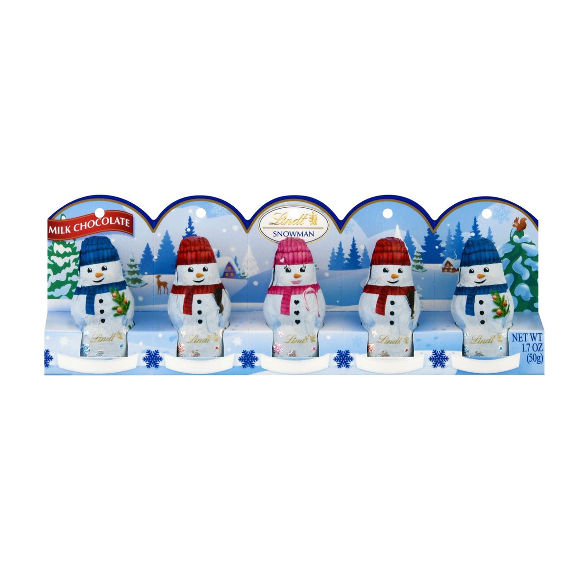 Lindt Mini Snowman milk chocolate Christmas candy five-pack