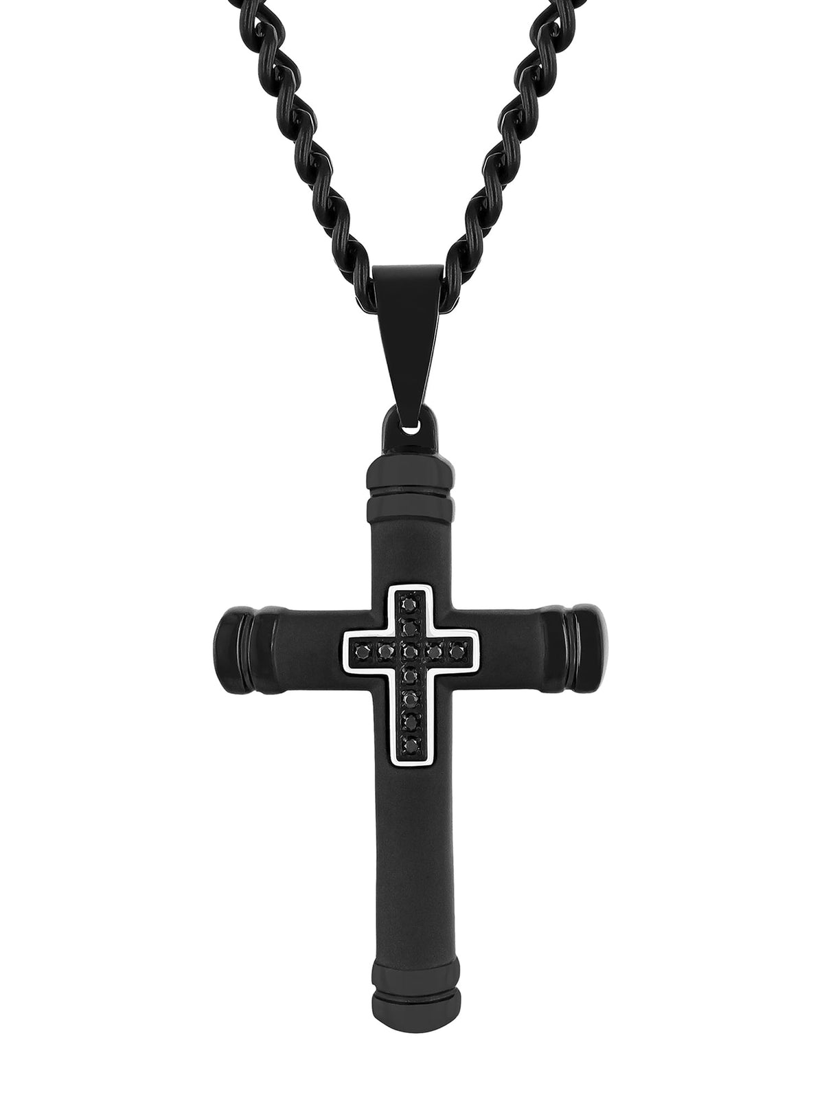 Brilliance Fine Jewelry men's black diamond cross pendant necklace