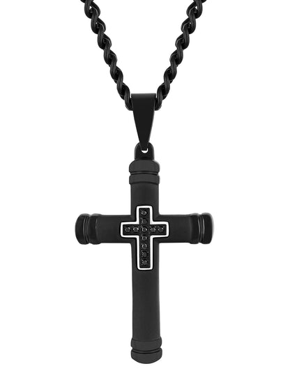 Brilliance Fine Jewelry men's black diamond cross pendant necklace