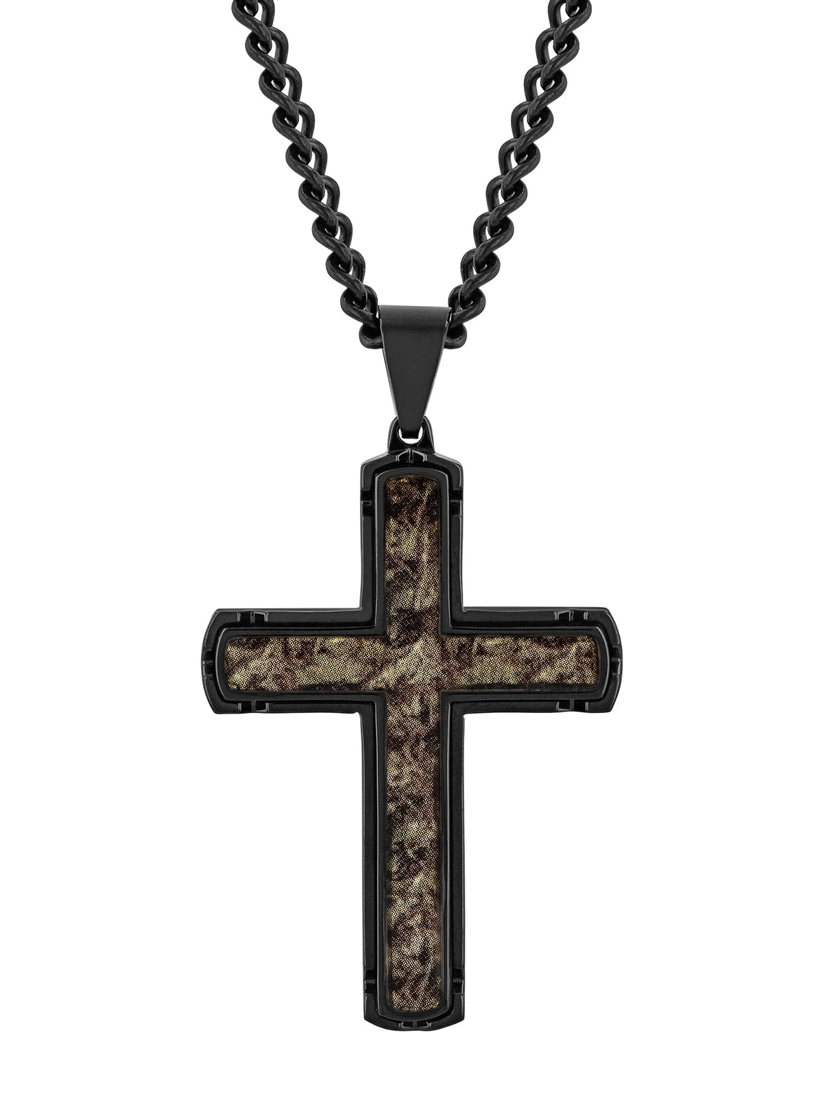 Brilliance Fine Jewelry men's black stainless steel cross necklace