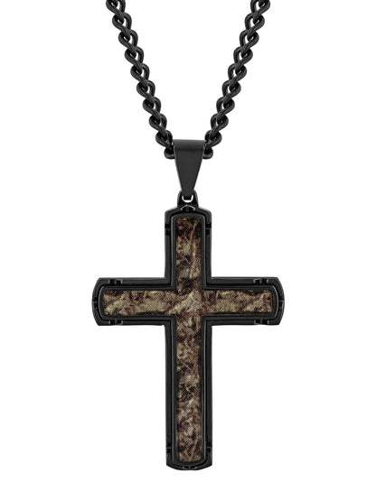 Brilliance Fine Jewelry men's black stainless steel cross necklace