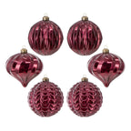 My Texas House burgundy shatterproof Christmas ornaments, set of six