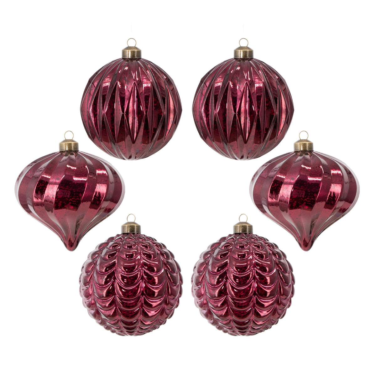 My Texas House burgundy shatterproof Christmas ornaments, set of six