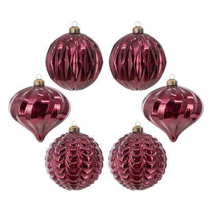 My Texas House burgundy shatterproof Christmas ornaments, set of six