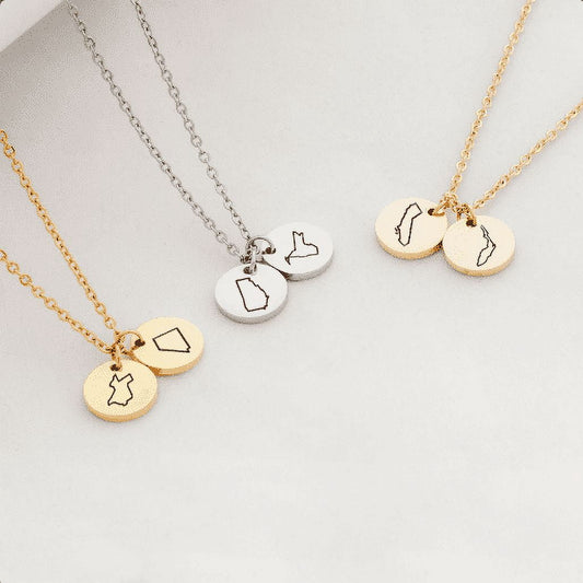 Anavia personalized long distance disc necklace