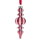 Holiday Time red and white glass finial Christmas ornament