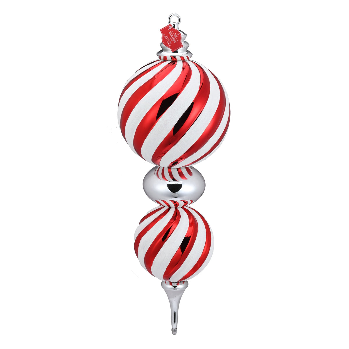 Holiday Time red and white jumbo finial Christmas ornament