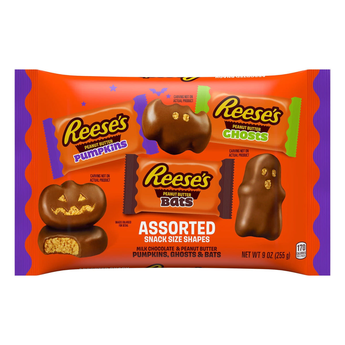 Reese's assorted Halloween peanut butter shapes candy bag, 9 oz