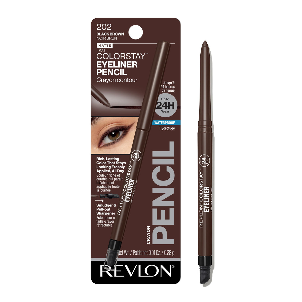 Revlon ColorStay waterproof eyeliner pencil in 202 Black Brown