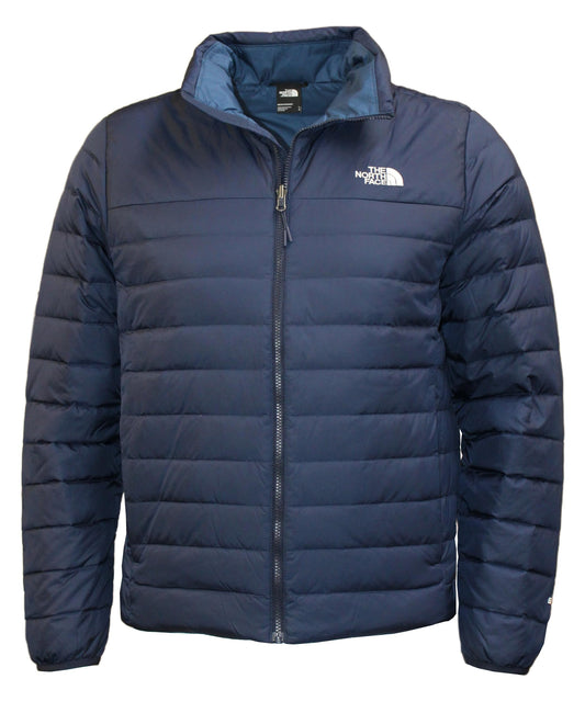 The North Face men's insulated down puffer jacket in navy blue