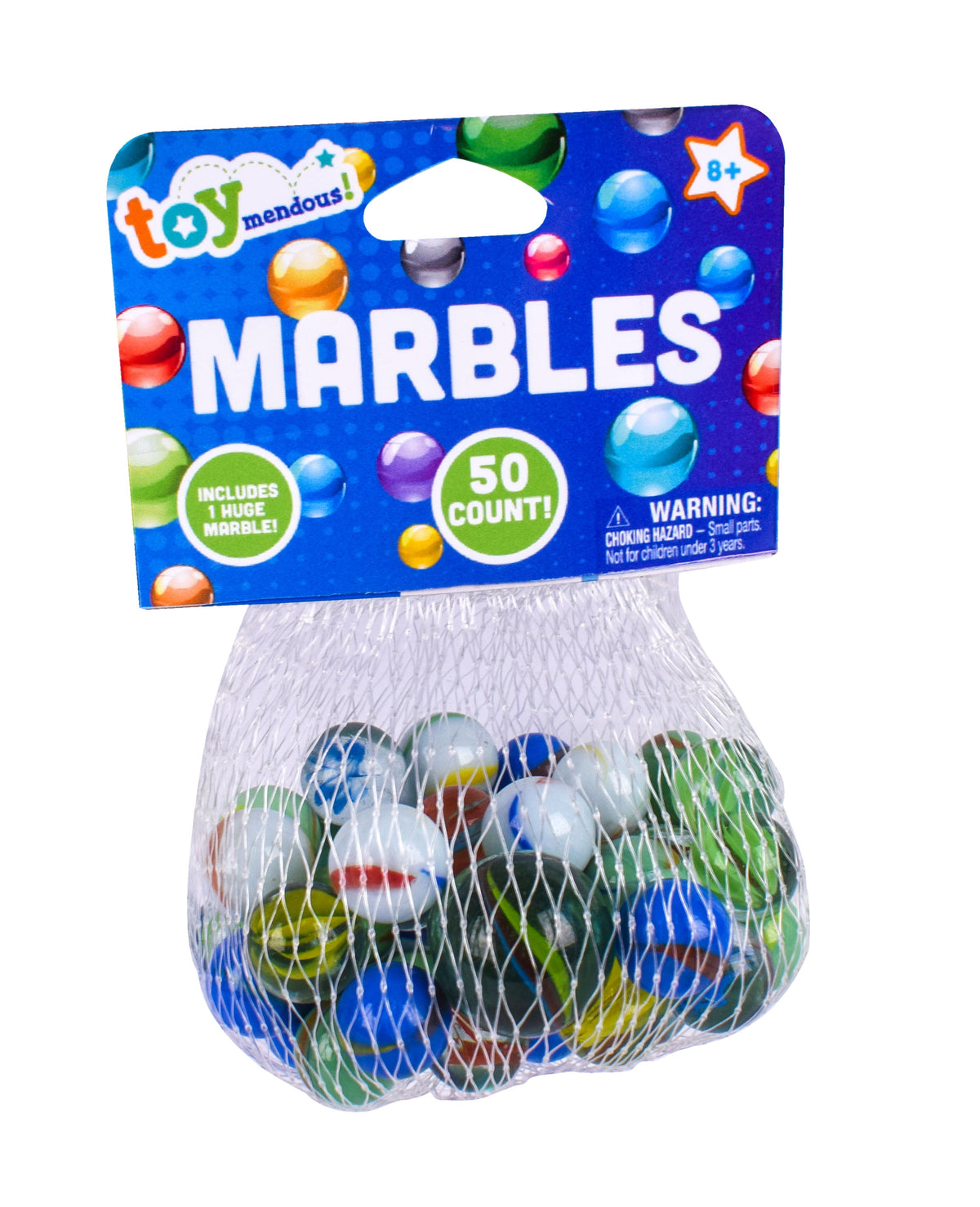 Toymendous 50-piece multicolor glass marble set