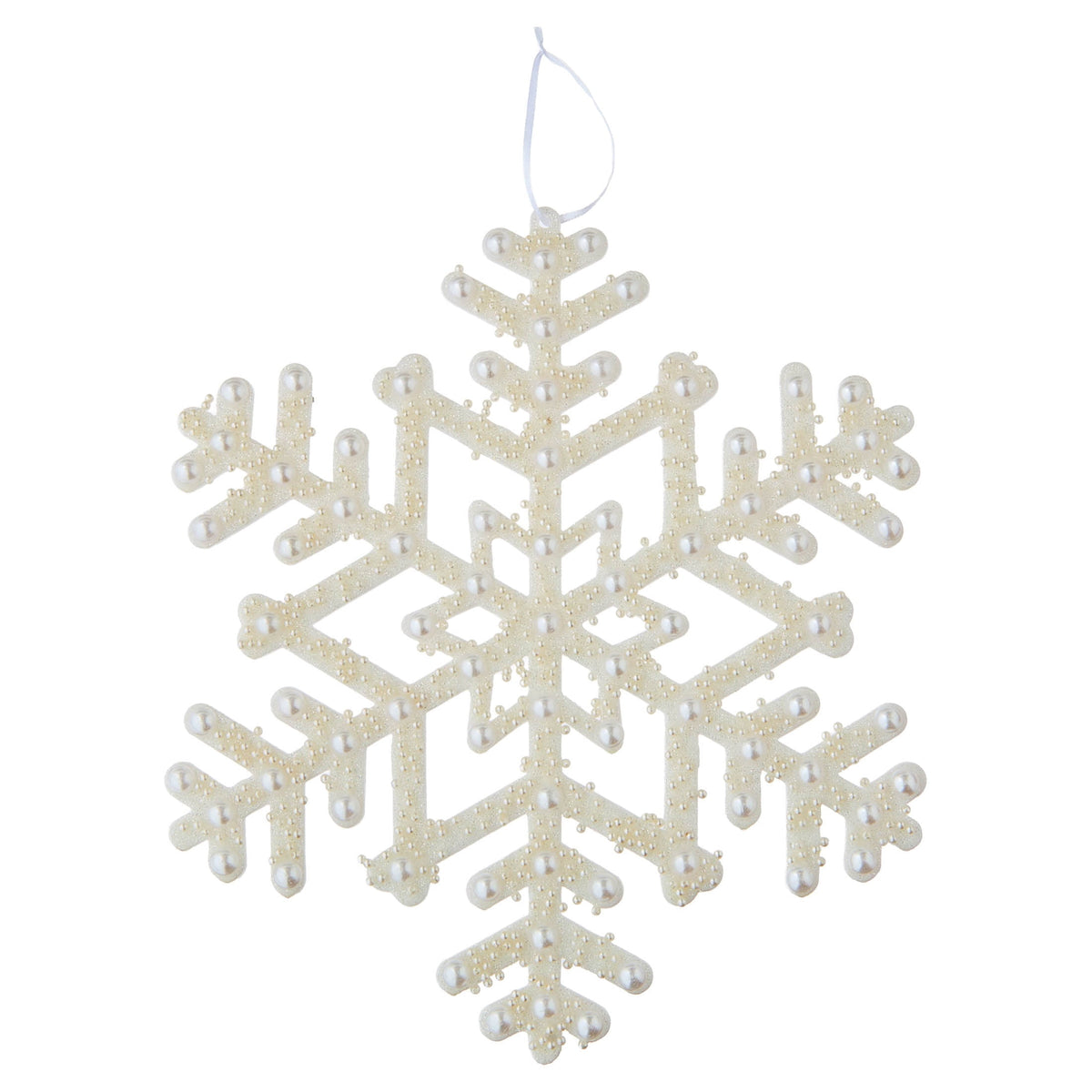 Holiday Time white pearl jumbo snowflake Christmas ornament