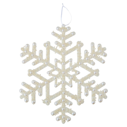Holiday Time white pearl jumbo snowflake Christmas ornament