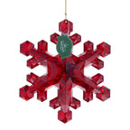 6-inch red snowflake ornament with faceted details