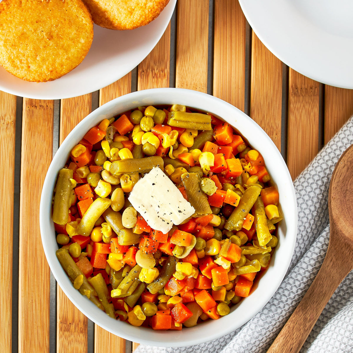 Great Value canned carrots, green beans, peas, corn, and lima beans