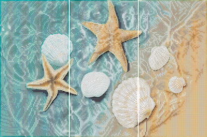 Coastal triptych diamond painting in soft seaside tones