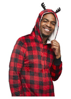Buffalo plaid zip-front pajamas for men