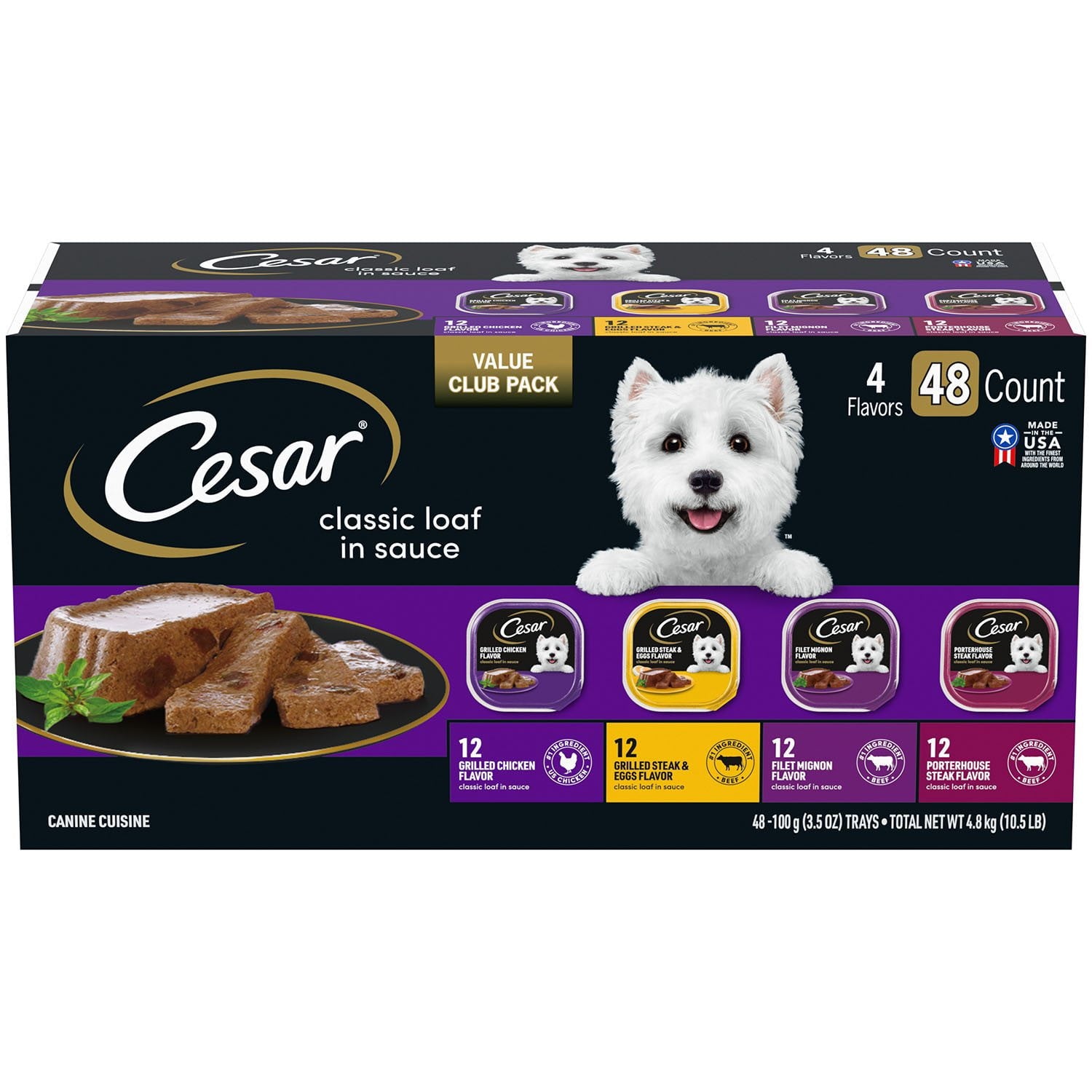 Cesar Classic Loaf in Sauce wet dog food variety pack 48 ct