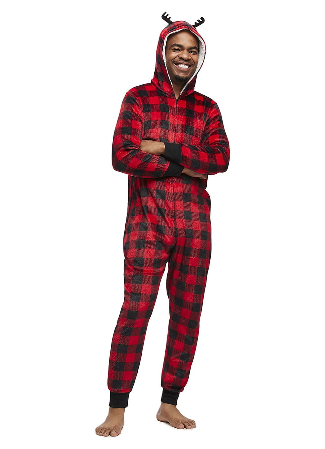 Jolly Jammies buffalo plaid one-piece holiday pajamas