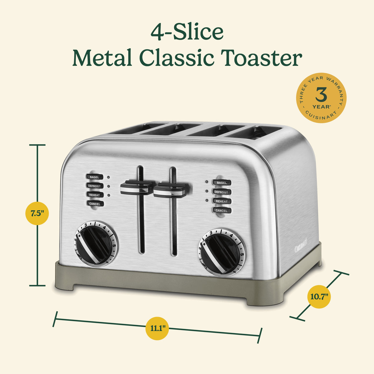 Cuisinart 4-slice toaster with customizable toast controls