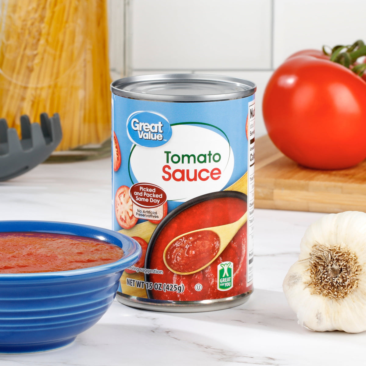 Great Value canned tomato sauce pantry staple