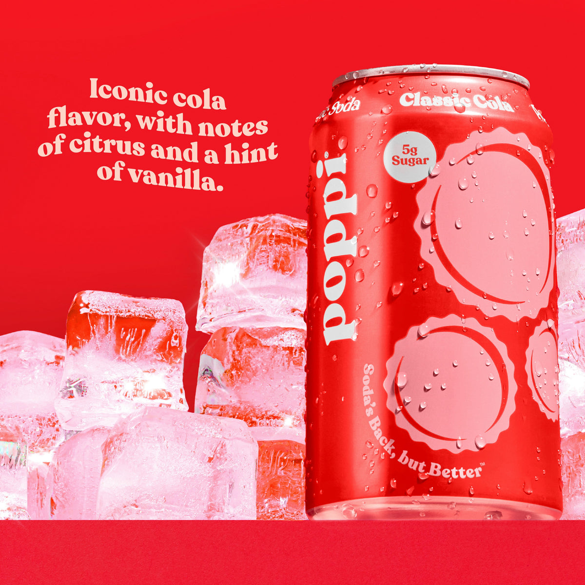 12 oz can of poppi Classic Cola prebiotic soda