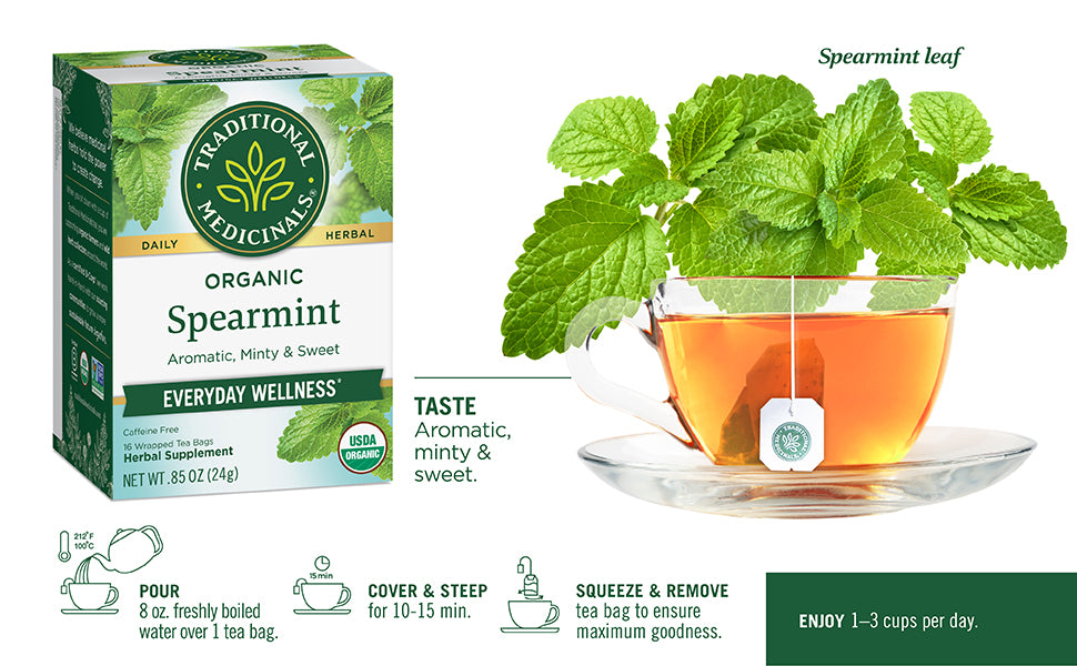 Visit the Traditional Medicinals Store — Traditional Medicinals Organic Spearmint, 16 Tea Bags - product image 63