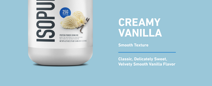 Isopure Zero Carb vanilla protein powder label