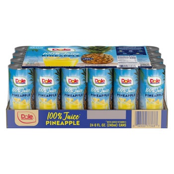 Dole 100% pineapple juice 8 fl oz cans 24 count
