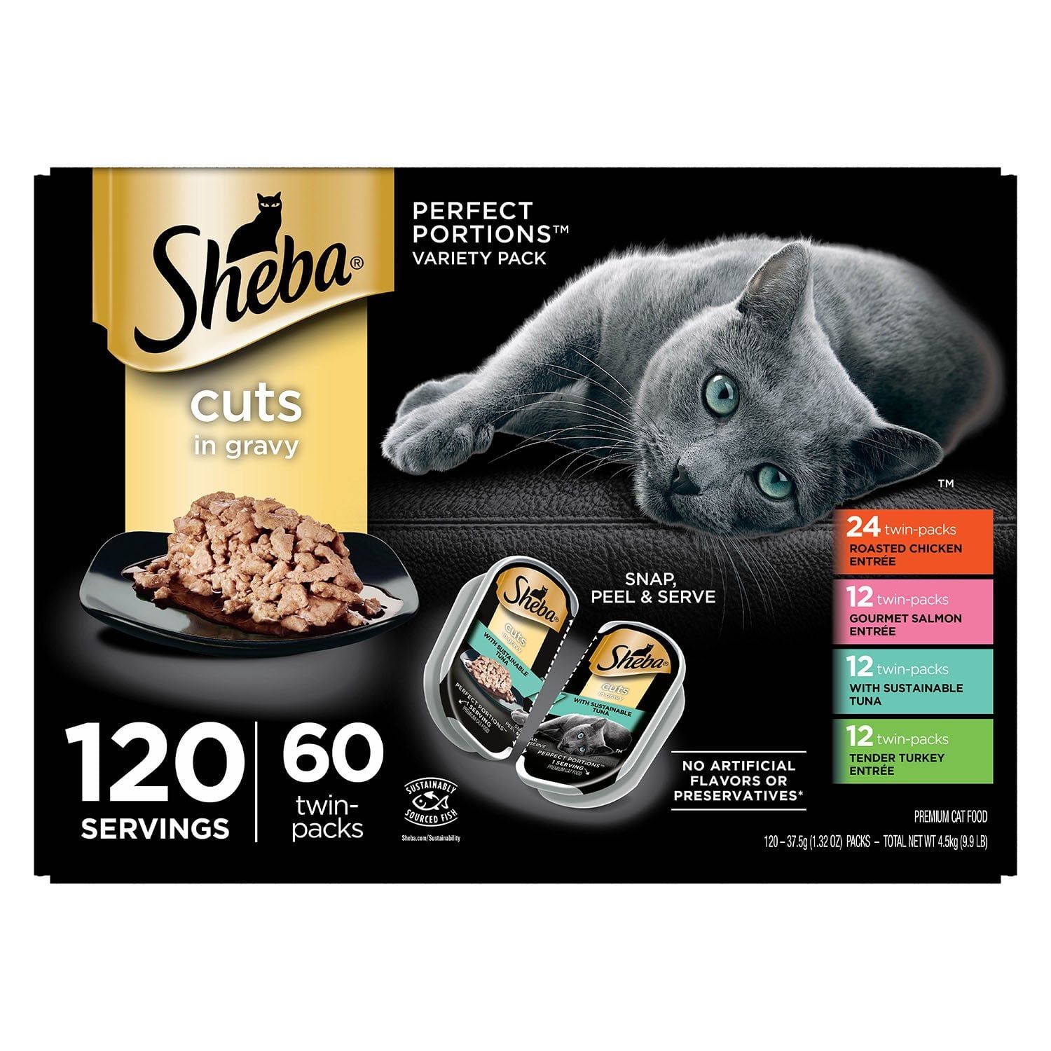 Sheba Perfect Portions adult wet cat food variety twin-pack tray