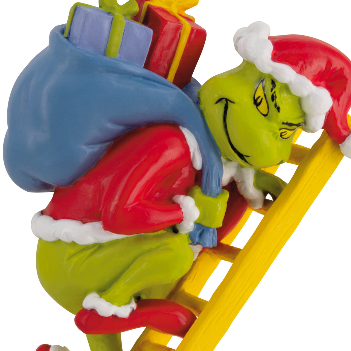 Hallmark ornament depicting Grinch climbing down a ladder