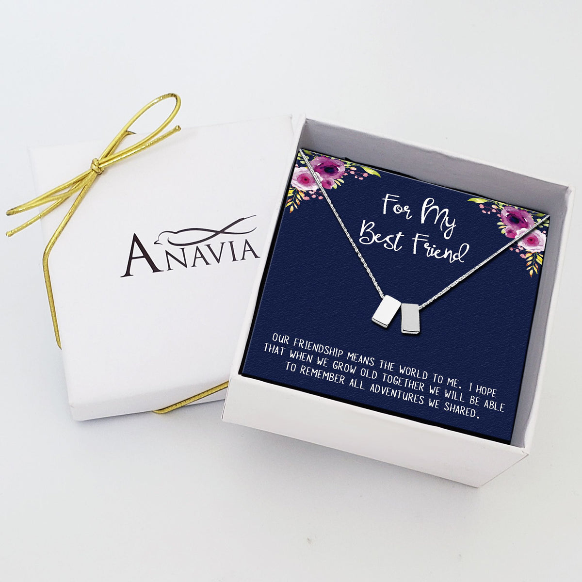 Anavia silver charm necklace with 18-inch cable chain