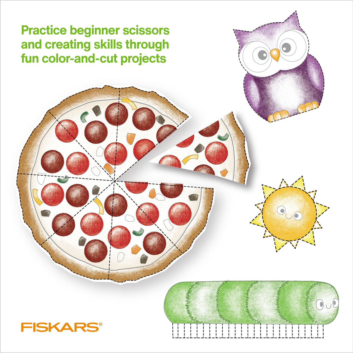 Kids cutting activity set for left- and right-handed use