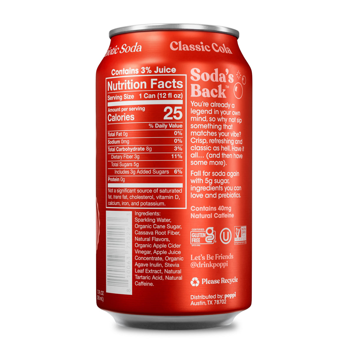 poppi Classic Cola single-can soda